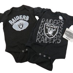 NFL Las Vegas Raiders Set of 2 Infant 0/3m Black Bodysuits One Piece Creeper